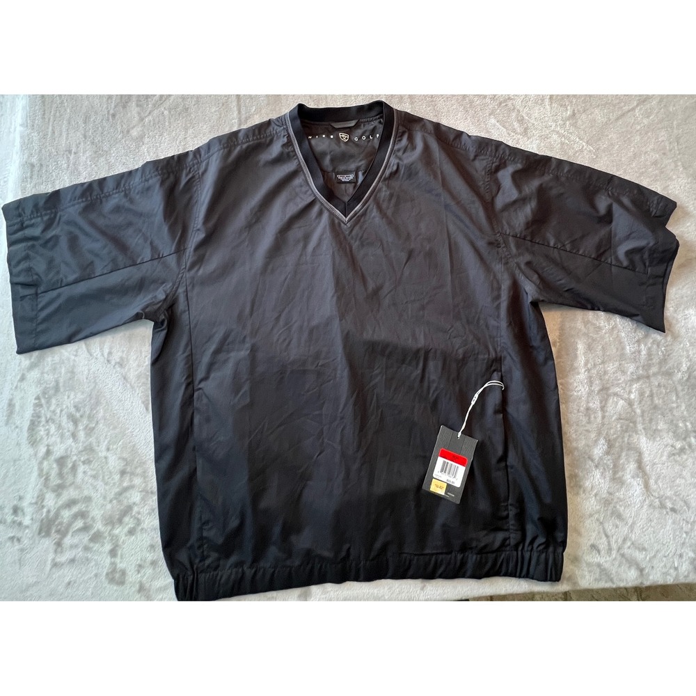 Nike Golf Windbreaker Mens Large Black Short Sleeve V-Neck Pullover